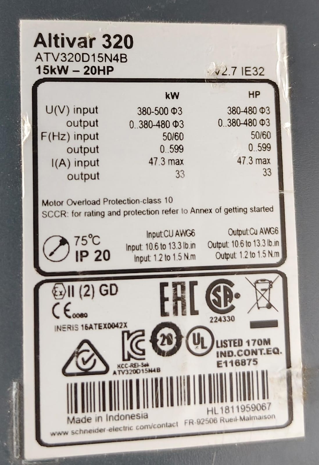 Schneider Electric ATV320D15N4B 15kW 380-500V 3-Phase 15KW/20HP - Image 5
